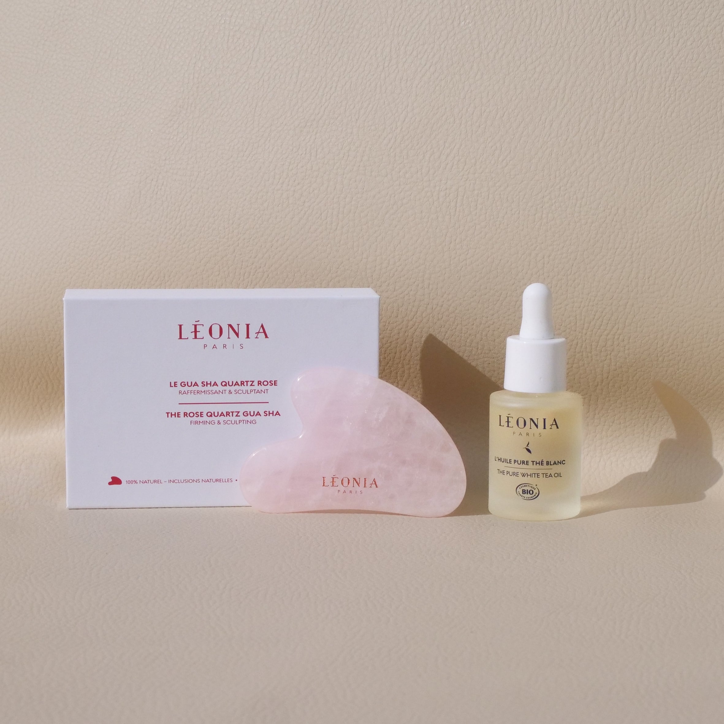 Sculpt &amp; Glow Duo - Pure White Tea Oil &amp; Rose Quartz Gua Sha